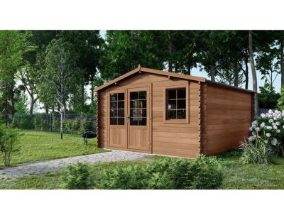 Abri de jardin en bois - 20m2 - 5x4m - Traité - Ep. 45mm - Couleur: marron - DOM376