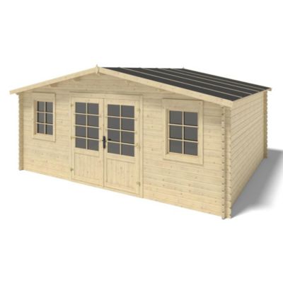 Abri de jardin en bois - 21.42m2 - 5.1x4.2m - Ep. 34mm - Couleur: naturel - DOM746