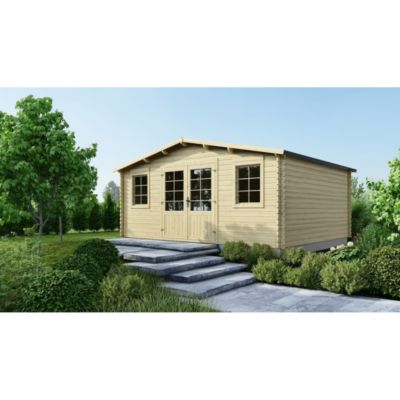 Abri de jardin en bois - 21.42m2 - 5.1x4.2m - Ep. 34mm - Couleur: naturel - DOM746