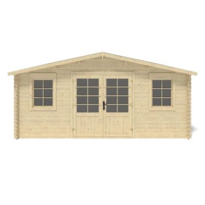 Abri de jardin en bois - 21.42m2 - 5.1x4.2m - Ep. 34mm - Couleur: naturel - DOM746