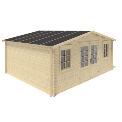Abri de jardin en bois - 21.42m2 - 5.1x4.2m - Ep. 34mm - Couleur: naturel - DOM746