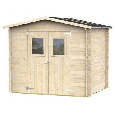 Abri de jardin en bois, 248x198 cm, parois de 19 mm d'épaisseur, double porte en plexiglas, sapin naturel.