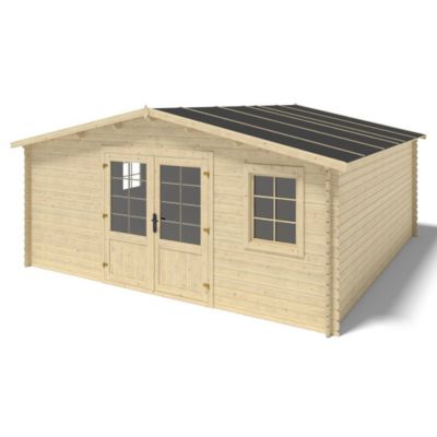 Abri de jardin en bois - 25m2 - 5x5m - Ep. 28mm - Couleur: naturel - DOM591