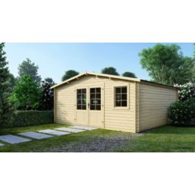 Abri de jardin en bois - 25m2 - 5x5m - Ep. 28mm - Couleur: naturel - DOM591