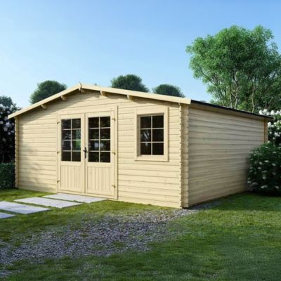 Abri de jardin en bois - 25m2 - 5x5m - Ep. 28mm - Couleur: naturel - DOM591