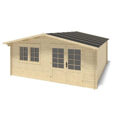 Abri de jardin en bois - 25m2 - 5x5m - Ep. 34mm - Couleur: naturel - DOM722
