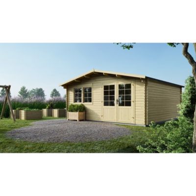 Abri de jardin en bois - 25m2 - 5x5m - Ep. 34mm - Couleur: naturel - DOM722