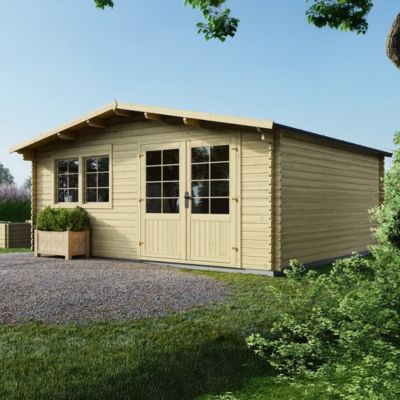 Abri de jardin en bois - 25m2 - 5x5m - Ep. 34mm - Couleur: naturel - DOM722
