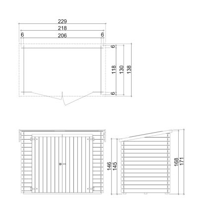 Abri de jardin en bois 3.09m² - toit mon pente - 218 x 130cm Eureka Alce