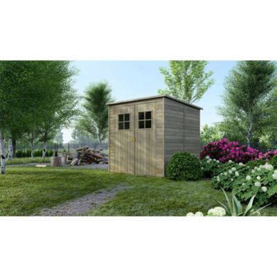 Abri de jardin en bois 3.42 m2 - 1.9x1.8 m - traité - Couleur: vert - DOM10