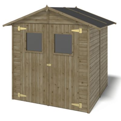 Abri de jardin en bois 3.46 m2 - 1.9x1.82 m - traité - Couleur: vert - DOM218