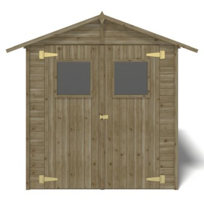 Abri de jardin en bois 3.46 m2 - 1.9x1.82 m - traité - Couleur: vert - DOM218