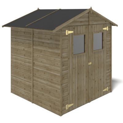 Abri de jardin en bois 3.46 m2 - 1.9x1.82 m - traité - Couleur: vert - DOM218