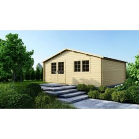 Abri de jardin en bois - 30m2 - 6x5m - Ep. 40mm - Couleur: naturel - DOM372