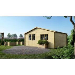 Abri de jardin en bois - 30m2 - 6x5m - Ep. 40mm - Couleur: naturel - DOM599