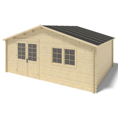 Abri de jardin en bois - 30m2 - 6x5m - Ep. 40mm - Couleur: naturel - DOM747