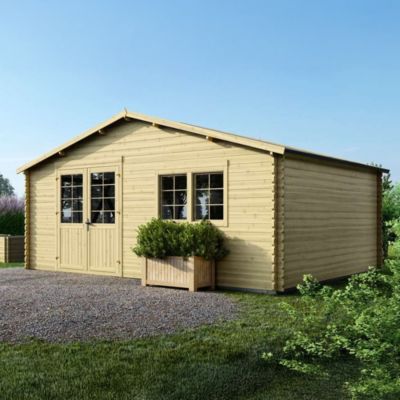Abri de jardin en bois - 30m2 - 6x5m - Ep. 40mm - Couleur: naturel - DOM747