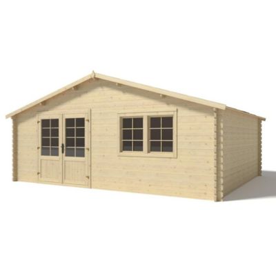 Abri de jardin en bois - 30m2 - 6x5m - Ep. 40mm - Couleur: naturel - DOM748