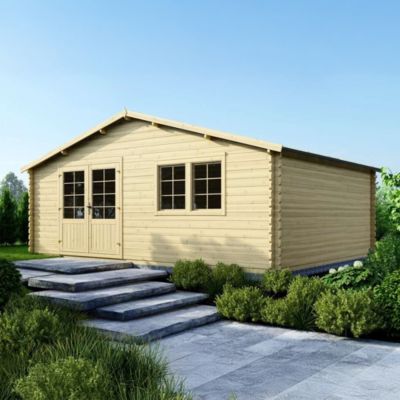 Abri de jardin en bois - 30m2 - 6x5m - Ep. 40mm - Couleur: naturel - DOM748
