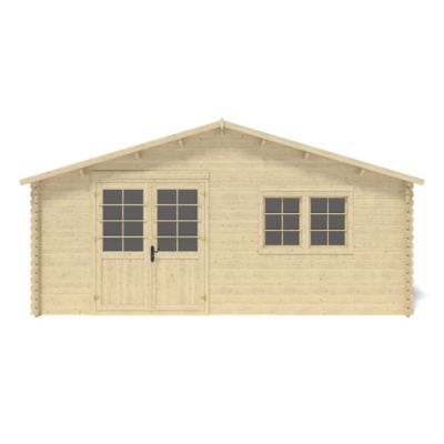 Abri de jardin en bois - 30m2 - 6x5m - Ep. 40mm - Couleur: naturel - DOM748