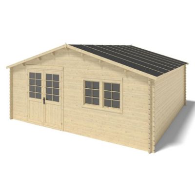Abri de jardin en bois - 36m2 - 6x6m - Ep. 40mm - Couleur: naturel - DOM749