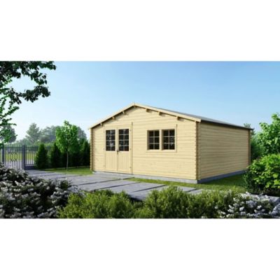 Abri de jardin en bois - 36m2 - 6x6m - Ep. 40mm - Couleur: naturel - DOM749