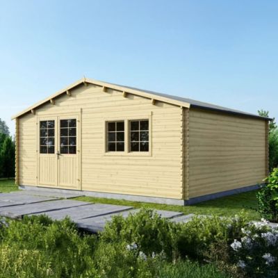 Abri de jardin en bois - 36m2 - 6x6m - Ep. 40mm - Couleur: naturel - DOM749