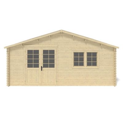 Abri de jardin en bois - 36m2 - 6x6m - Ep. 40mm - Couleur: naturel - DOM749