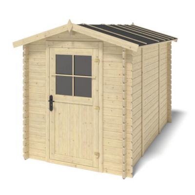 Abri de jardin en bois - 5.7m2 - 1.9x3m - Ep. 28mm - Couleur: naturel - DOM662