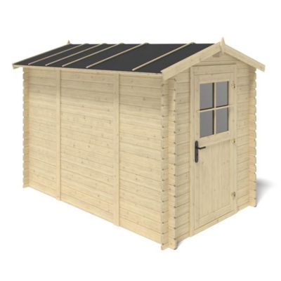 Abri de jardin en bois - 5.7m2 - 1.9x3m - Ep. 28mm - Couleur: naturel - DOM662