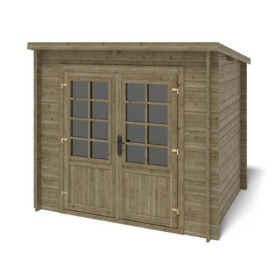 Abri de jardin en bois - 5m2 - 2.5x2m - Traité - Ep. 28mm - Couleur: vert - DOM725