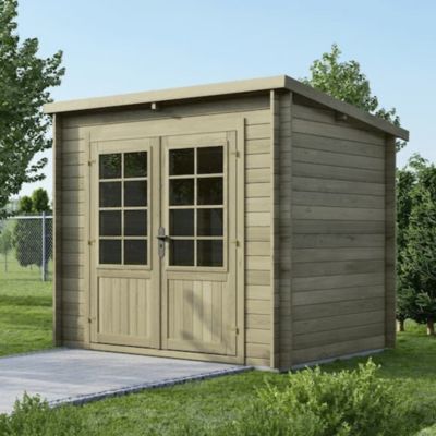 Abri de jardin en bois - 5m2 - 2.5x2m - Traité - Ep. 28mm - Couleur: vert - DOM725