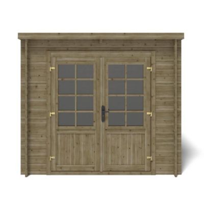 Abri de jardin en bois - 5m2 - 2.5x2m - Traité - Ep. 28mm - Couleur: vert - DOM725