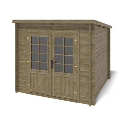 Abri de jardin en bois - 6.25m2 - 2.5x2.5m - Traité - Ep. 28mm - Couleur: vert - DOM724
