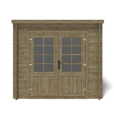 Abri de jardin en bois - 6.25m2 - 2.5x2.5m - Traité - Ep. 28mm - Couleur: vert - DOM724