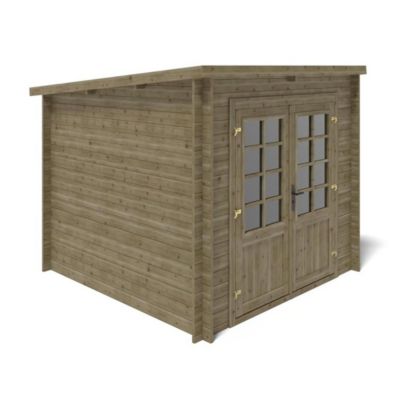 Abri de jardin en bois - 6.25m2 - 2.5x2.5m - Traité - Ep. 28mm - Couleur: vert - DOM724