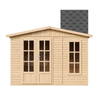 Abri de jardin en bois 6 m2 - avec des bardeaux bitumineux M334FB+H334FBBLACK - Timbela
