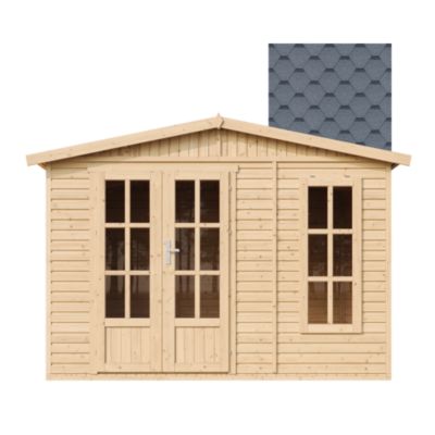 Abri de jardin en bois 6 m2 - avec des bardeaux bitumineux M334FB+H334FBGREY - Timbela