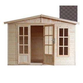 Abri de jardin en bois 6 m2 - avec des bardeaux bitumineux - TIMBELA M334FB+H334FBBROWN