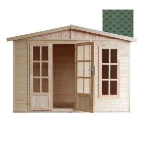 Abri de jardin en bois 6 m2 - avec des bardeaux bitumineux - TIMBELA M334FB+H334FBGREEN