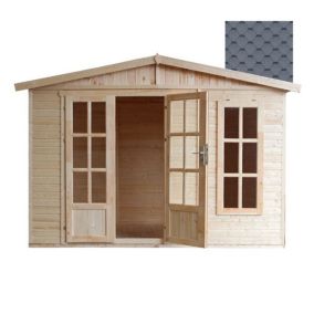 Abri de jardin en bois 6 m2 - avec des bardeaux bitumineux - TIMBELA M334FB+H334FBGREY