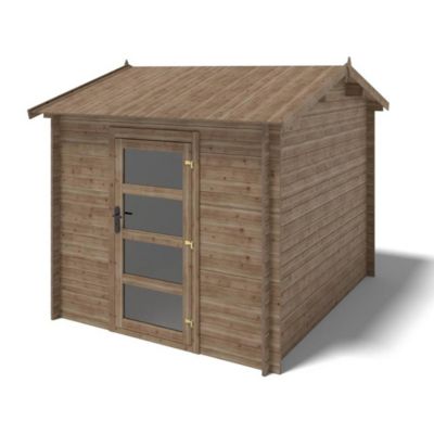 Abri de jardin en bois - 7.5m2 - 2.5x3m - Traité - Ep. 28mm - Couleur: marron - DOM675