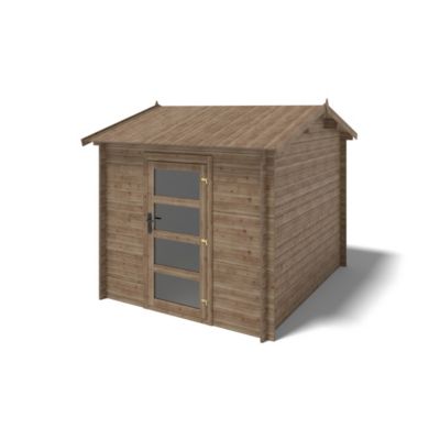 Abri de jardin en bois - 7.5m2 - 2.5x3m - Traité - Ep. 28mm - Couleur: marron - DOM675