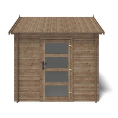 Abri de jardin en bois - 7.5m2 - 2.5x3m - Traité - Ep. 28mm - Couleur: marron - DOM675