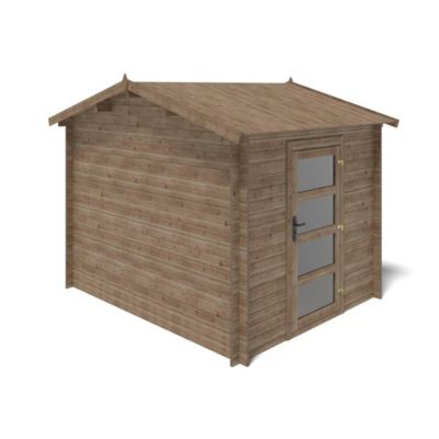 Abri de jardin en bois - 7.5m2 - 2.5x3m - Traité - Ep. 28mm - Couleur: marron - DOM675