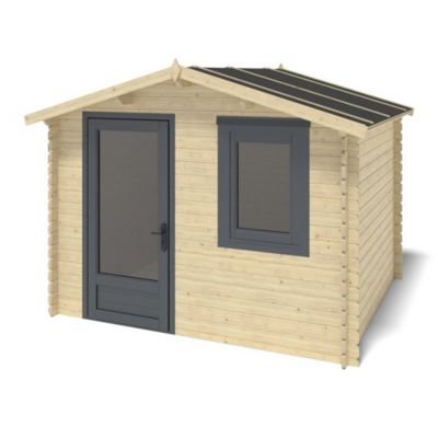 Abri de jardin en bois - 7.5m2 - 3x2.5m - Ep. 28mm - Couleur: naturel - DOM755