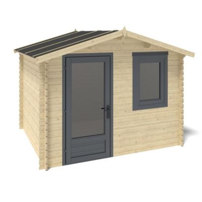 Abri de jardin en bois - 7.5m2 - 3x2.5m - Ep. 28mm - Couleur: naturel - DOM755