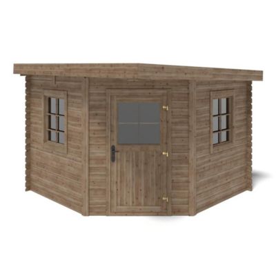 Abri de jardin en bois - 8m2 - 3x3m - Traité - Ep. 28mm - Couleur: marron - DOM753