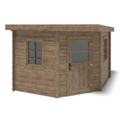 Abri de jardin en bois - 8m2 - 3x3m - Traité - Ep. 28mm - Couleur: marron - DOM753