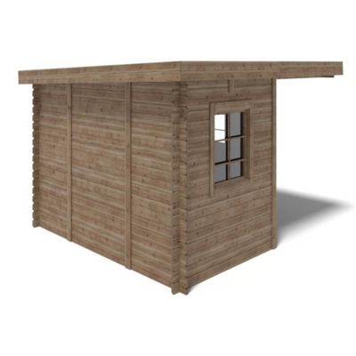 Abri de jardin en bois - 8m2 - 3x3m - Traité - Ep. 28mm - Couleur: marron - DOM753